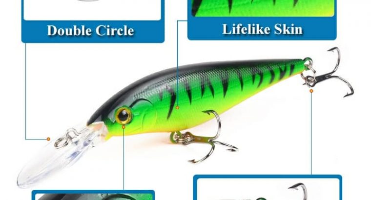 8pcs fishing lures minnow wobbler 3D eyes with bearing inside