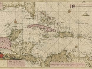 Map of Florida, the Gulf Coast, Caribbean and Central America, circa 1728