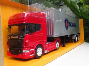 Welly 1/32 Scania R730 V8 Container Truck Tractor Trailer Red Lorry Truck (49cm) Diecast Car Model