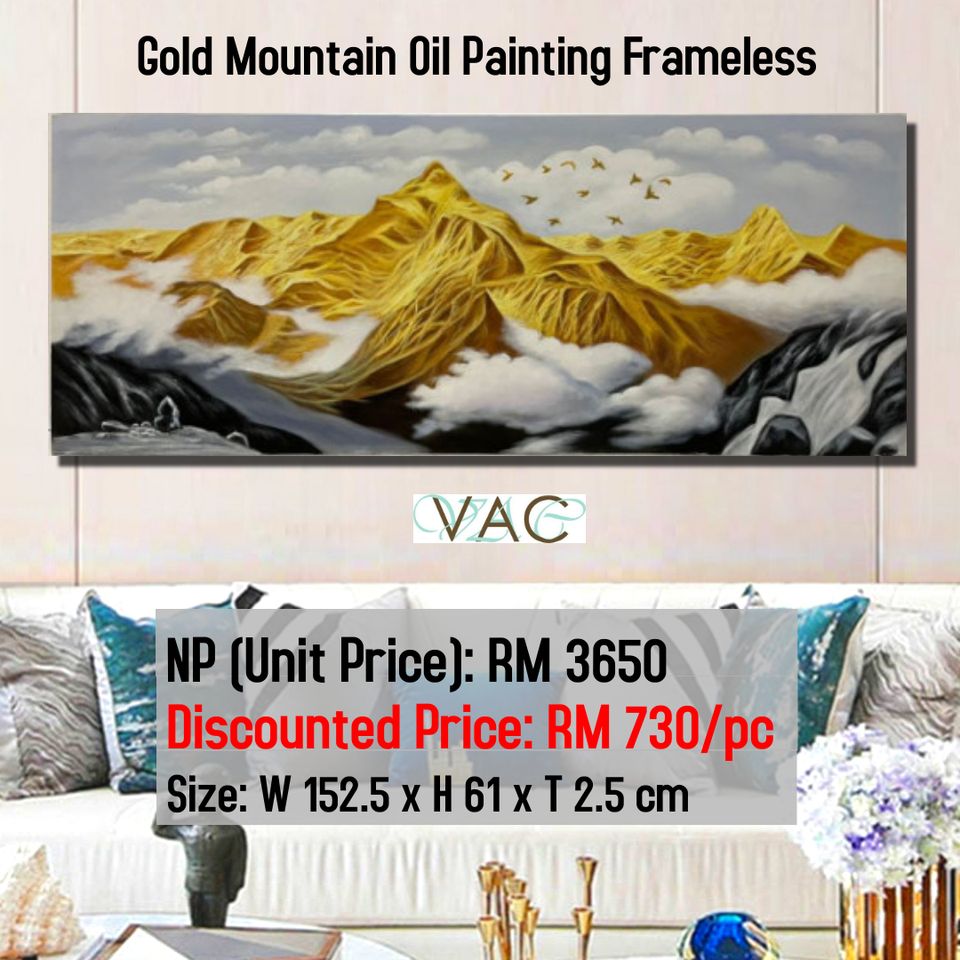 Gold Mountain Oil Painting Frameless