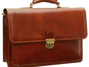 COWHIDE LEATHER BRIEFCASE – BROWN