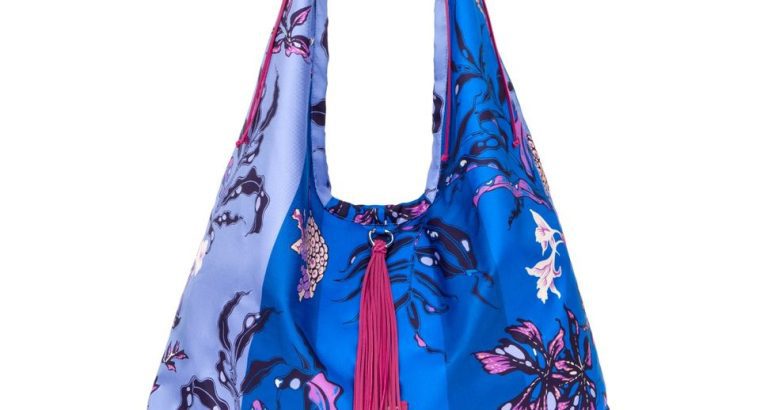 Passion Fruit Large Silk Twill Hobo Bag – Blue