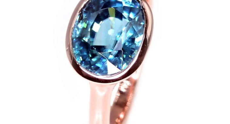 Fine Natural Blue Zircon Handmade Ring