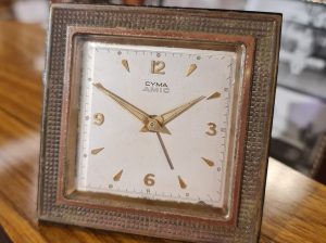 A rare C.1950s Cyma table alarm clock